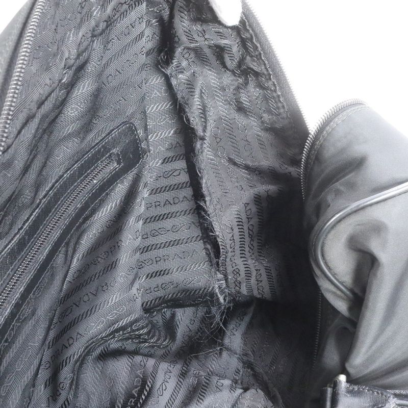 Prada Tessuto Nylon Triangle Logo Leather Boston Bag Business Travel Tote