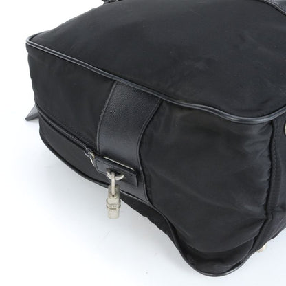 Prada Tessuto Nylon Triangle Logo Leather Boston Bag Business Travel Tote
