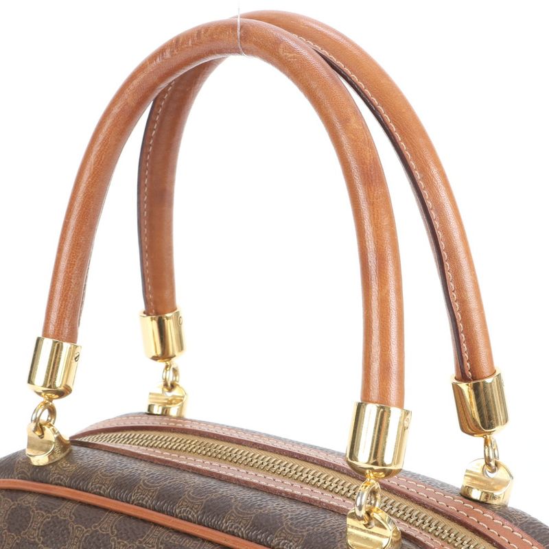 Vintage Celine Macadam Triomphe Shoulder Hand Gold Leather Tote Bag Women