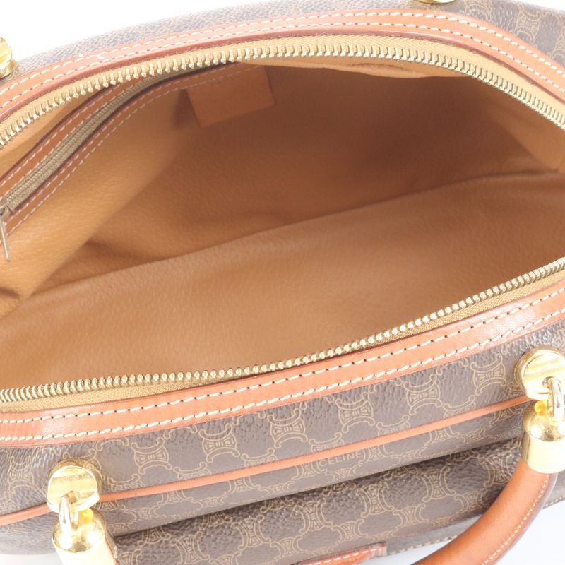 Vintage Celine Macadam Triomphe Shoulder Hand Gold Leather Tote Bag Women