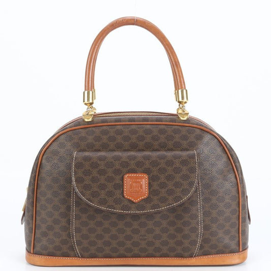 Vintage Celine Macadam Triomphe Shoulder Hand Gold Leather Tote Bag Women