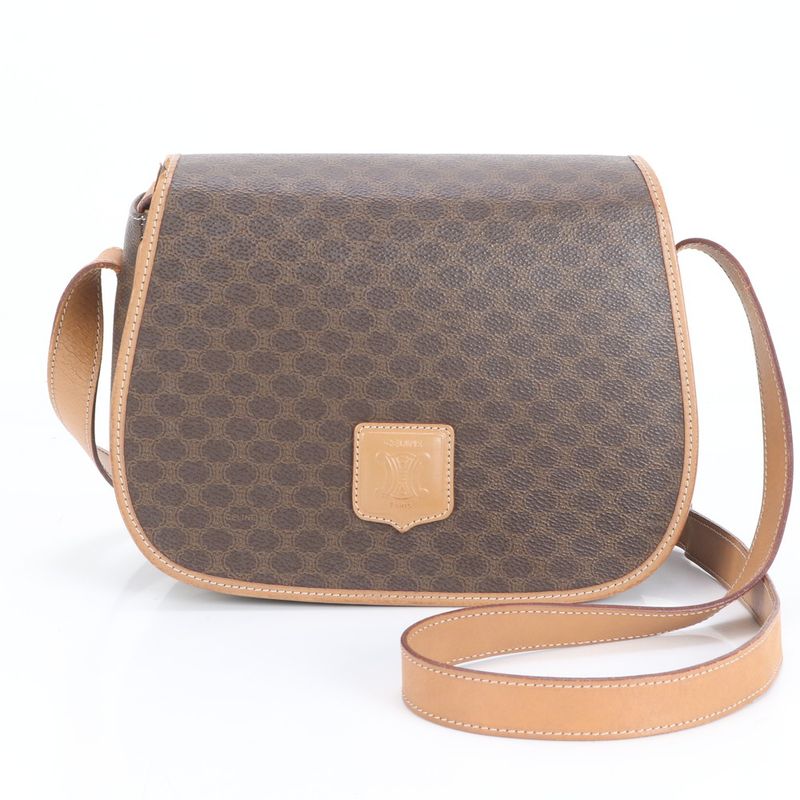 Vintage Celine Macadam Triomphe Leather Shoulder Bag Crossbody Hand Tote Women