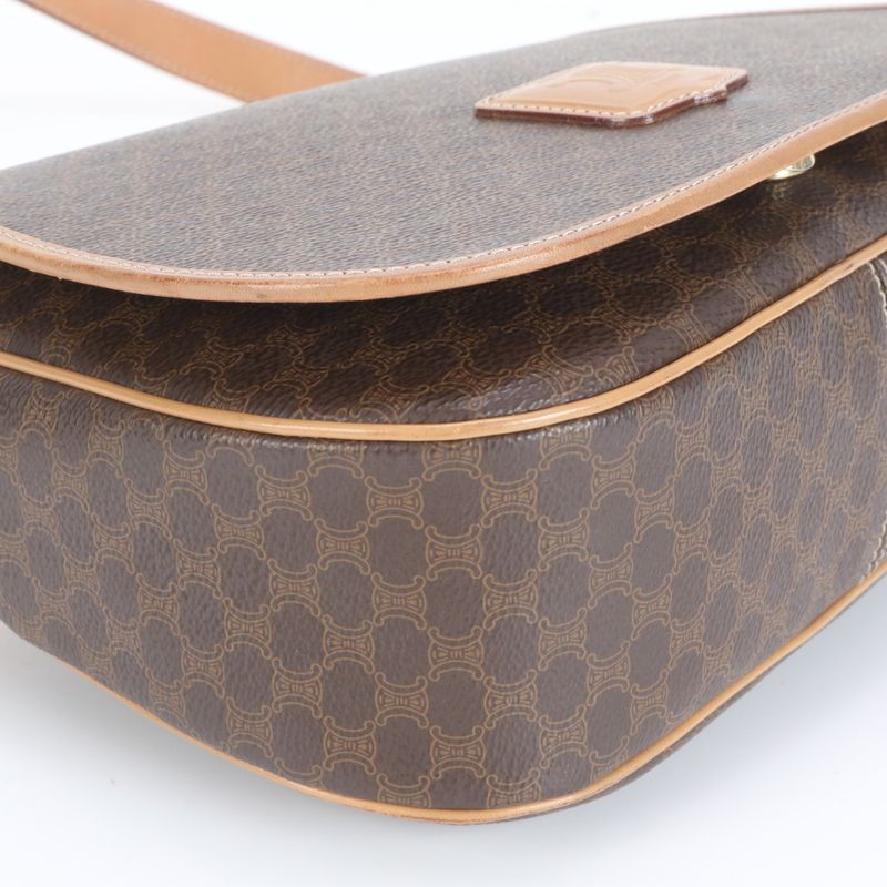 Vintage Celine Macadam Triomphe Leather Shoulder Bag Crossbody Hand Tote Women