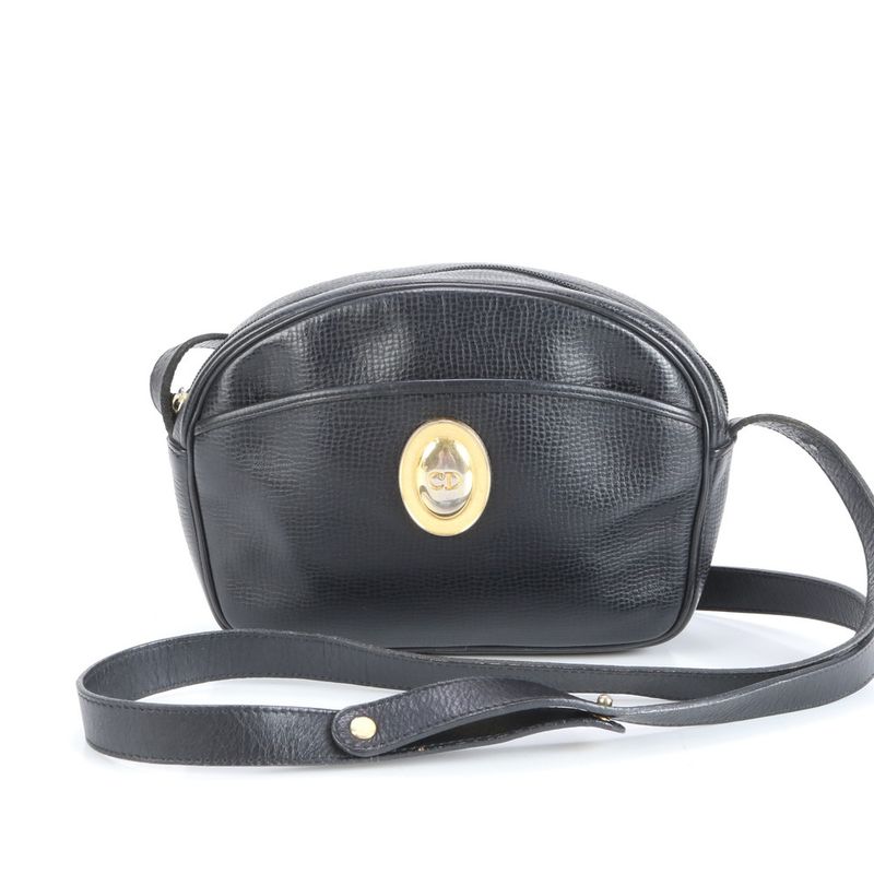 Vintage Christian Dior CD Logo Leather 2WAY Shoulder Bag Crossbody Tote Women's