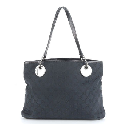 Gucci GG Canvas Eclipse Leather Tote Bag Shoulder Hand Navy Blue 120837 Women's