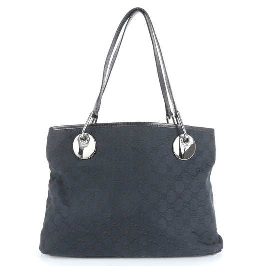 Gucci GG Canvas Eclipse Leather Tote Bag Shoulder Hand Navy Blue 120837 Women's