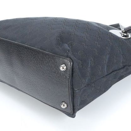 Gucci GG Canvas Eclipse Leather Tote Bag Shoulder Hand Navy Blue 120837 Women's