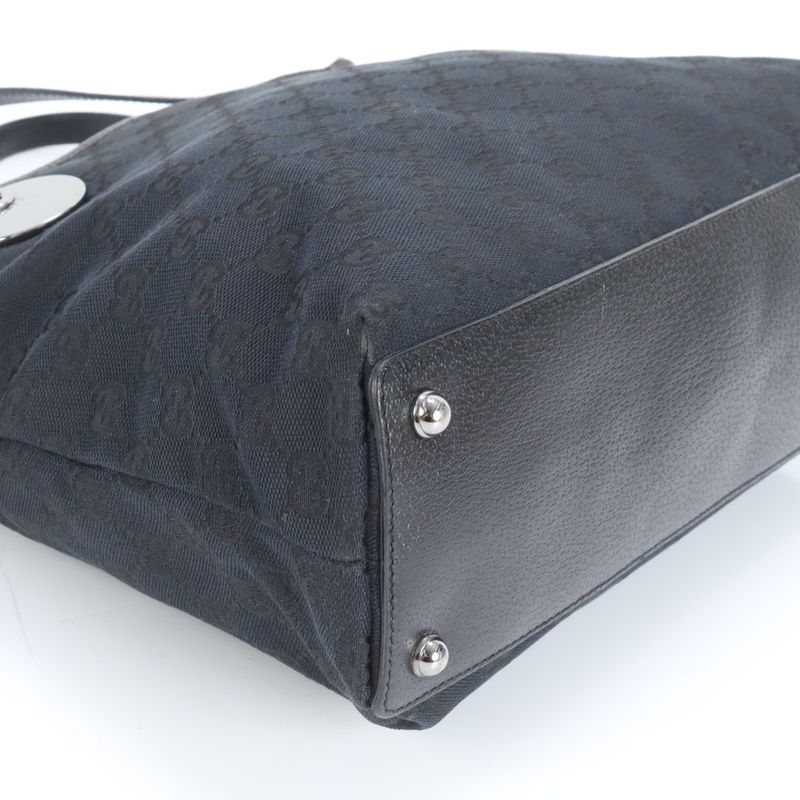 Gucci GG Canvas Eclipse Leather Tote Bag Shoulder Hand Navy Blue 120837 Women's