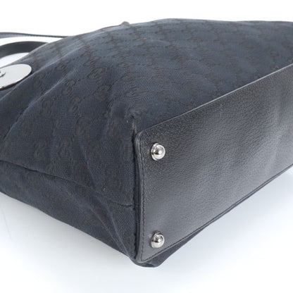 Gucci GG Canvas Eclipse Leather Tote Bag Shoulder Hand Navy Blue 120837 Women's