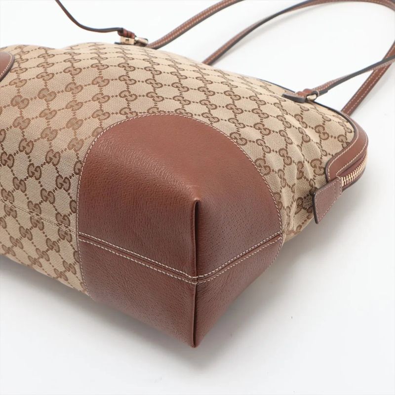Gucci GG Canvas Bree 323673 Leather Tote Bag Shoulder Hand Brown Women's MMM