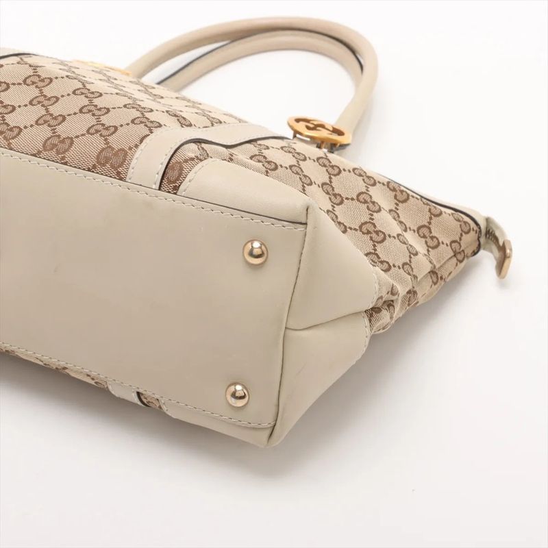 Gucci GG Canvas Lovely Heart Leather Tote Bag Shoulder Hand A4 257069 Women's