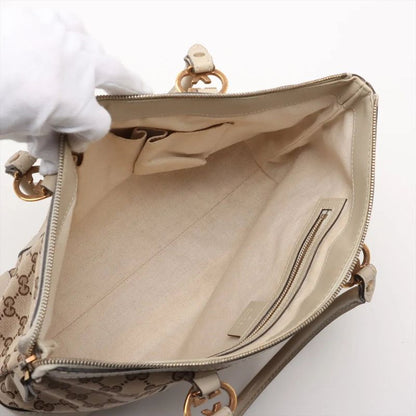 Gucci GG Canvas Lovely Heart Leather Tote Bag Shoulder Hand A4 257069 Women's