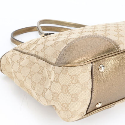 Gucci GG Canvas Princy Leather Tote Bag Shoulder Hand A4 Beige 163805 Women's