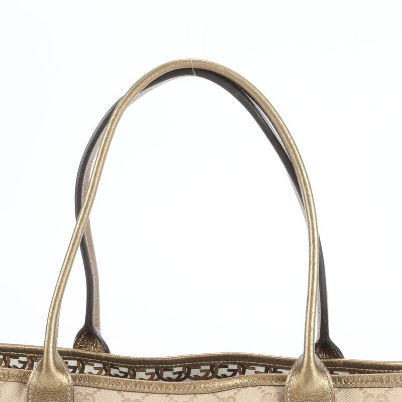 Gucci GG Canvas Princy Leather Tote Bag Shoulder Hand A4 Beige 163805 Women's