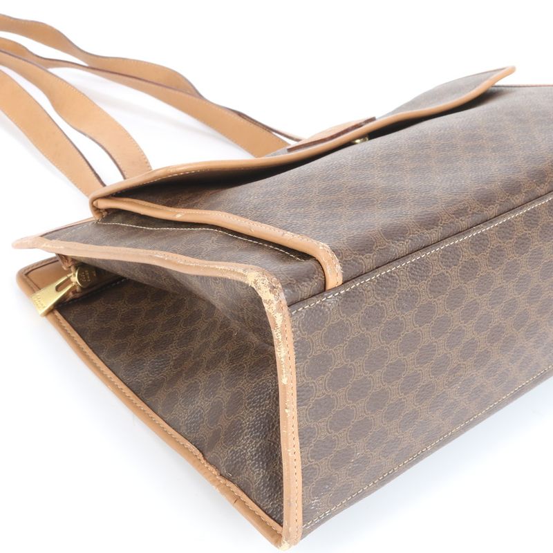 Vintage Celine Macadam Leather Tote Bag Shoulder Business Commuter Document Bag