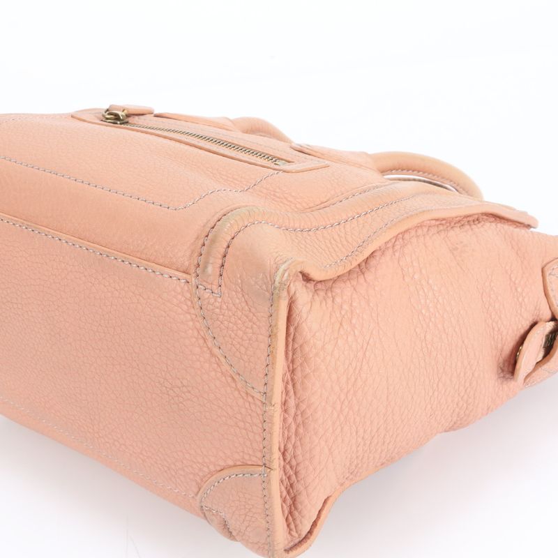 Celine Luggage Micro Shopper Leather Tote Bag Shoulder Hand Pink Women Ladies