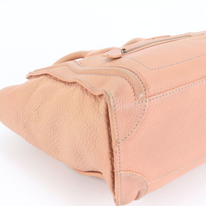 Celine Luggage Micro Shopper Leather Tote Bag Shoulder Hand Pink Women Ladies