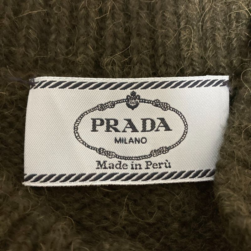 Prada Alpaca Crew Neck Cardigan Size 40 Dark Green Women's Used
