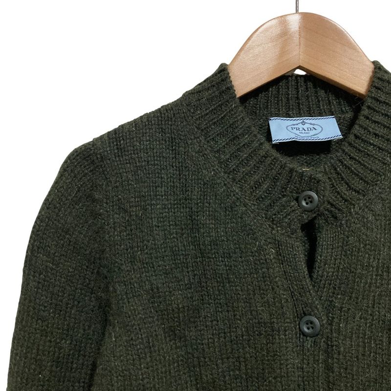 Prada Alpaca Crew Neck Cardigan Size 40 Dark Green Women's Used