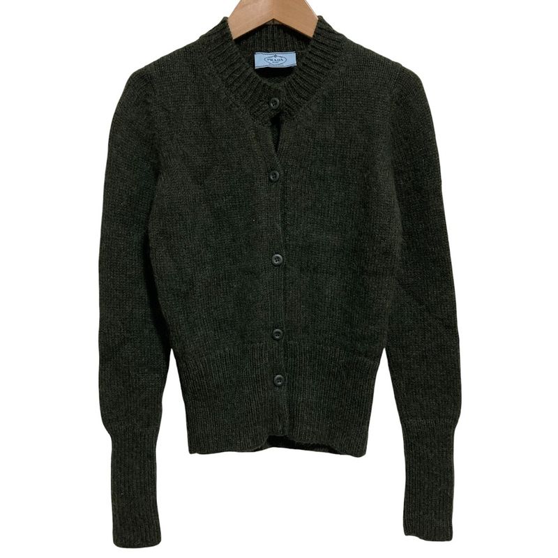 Prada Alpaca Crew Neck Cardigan Size 40 Dark Green Women's Used