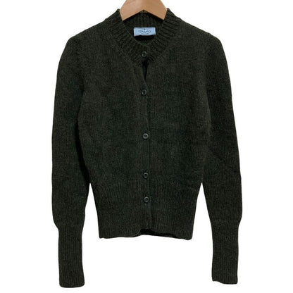 Prada Alpaca Crew Neck Cardigan Size 40 Dark Green Women's Used