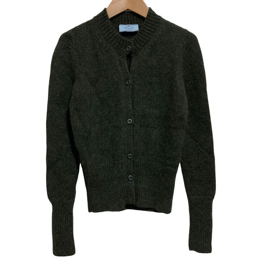 Prada Alpaca Crew Neck Cardigan Size 40 Dark Green Women's Used