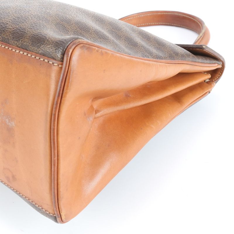 Vintage Celine Macadam Leather Handbag Top Handle Tote Brown Women's EEE Cv5-9