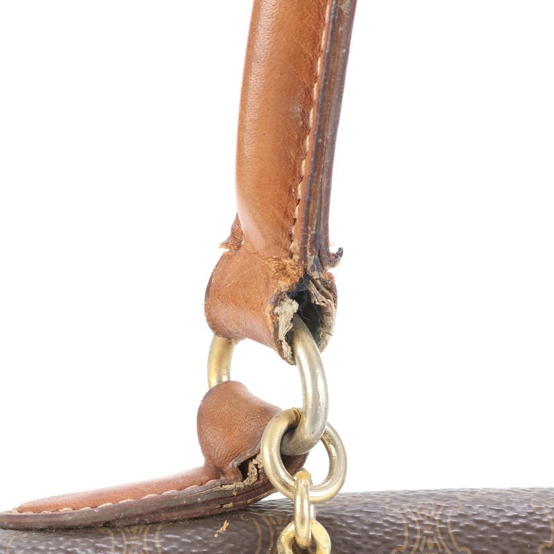 Vintage Celine Macadam Leather Handbag Top Handle Tote Brown Women's EEE Cv5-9