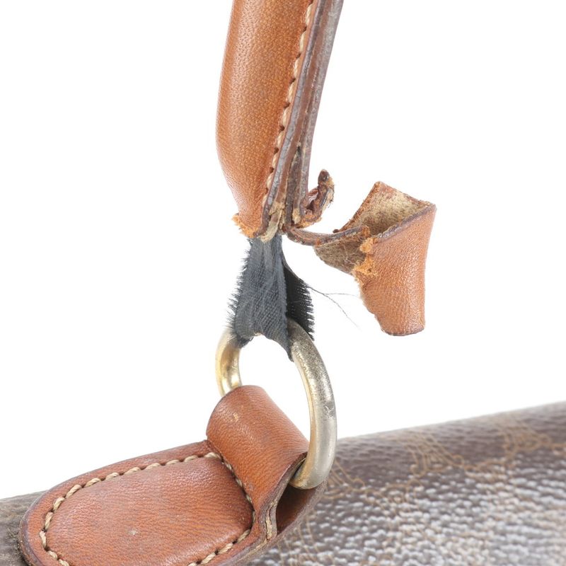 Vintage Celine Macadam Leather Handbag Top Handle Tote Brown Women's EEE Cv5-9