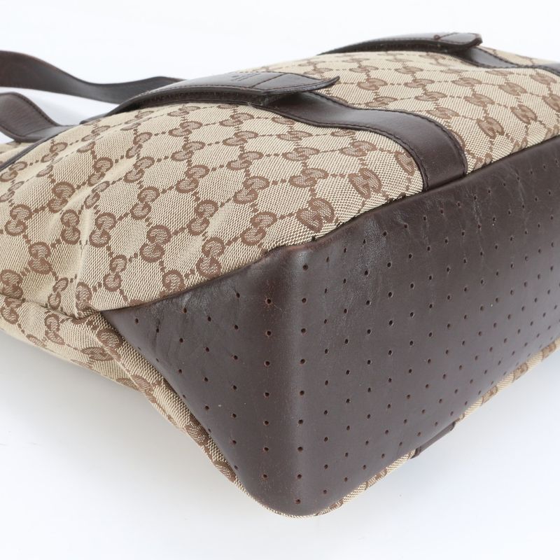 Gucci GG Canvas 145971 Leather Tote Bag Shoulder Business Commuter Document Bag