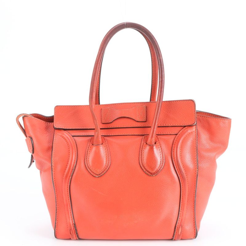 Celine Luggage Micro Shopper Leather Tote Bag Shoulder Hand Women's ERE Cv34-8