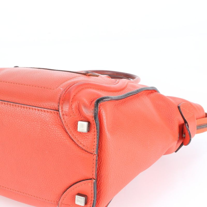 Celine Luggage Micro Shopper Leather Tote Bag Shoulder Hand Women's ERE Cv34-8