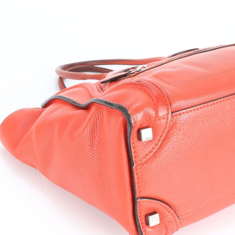 Celine Luggage Micro Shopper Leather Tote Bag Shoulder Hand Women's ERE Cv34-8