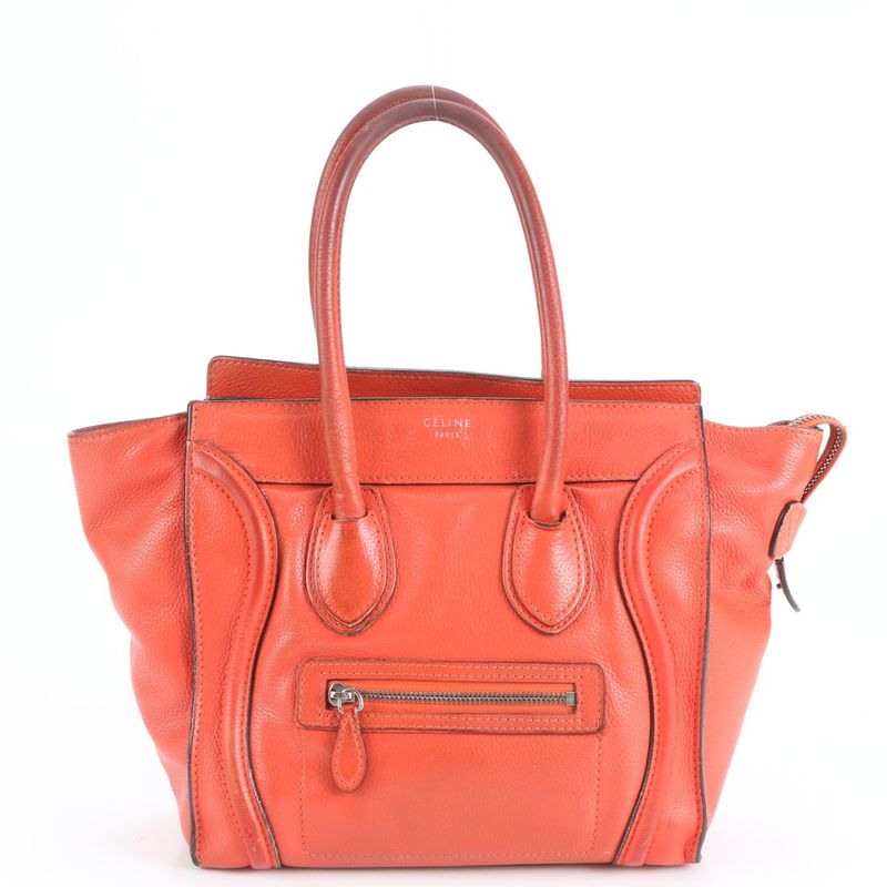 Celine Luggage Micro Shopper Leather Tote Bag Shoulder Hand Women's ERE Cv34-8