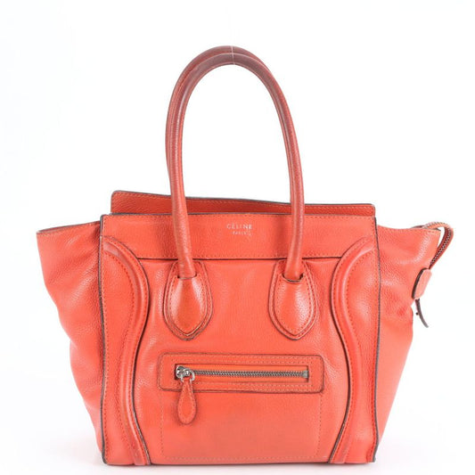 Celine Luggage Micro Shopper Leather Tote Bag Shoulder Hand Women's ERE Cv34-8