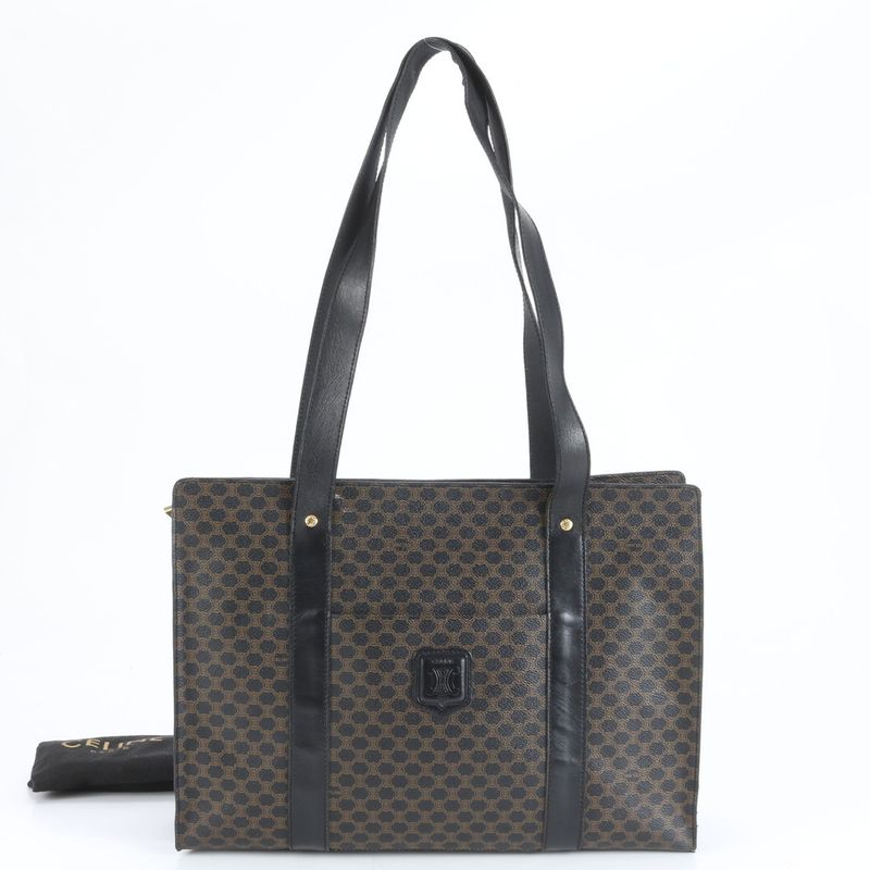 Celine Macadam Leather Tote Bag Shoulder Business Commute Document Bag A4 Black