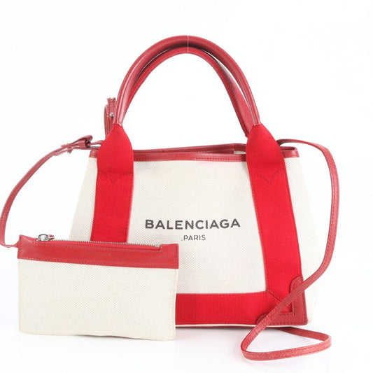 Balenciaga With Pouch Navy Cabas XS Leather 2WAY Tote Bag Crossbody Shoulder