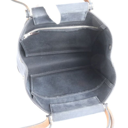 Hermes □R Engraved Cabas Uk PM Leather 2WAY Tote Bag Shoulder Hand Black