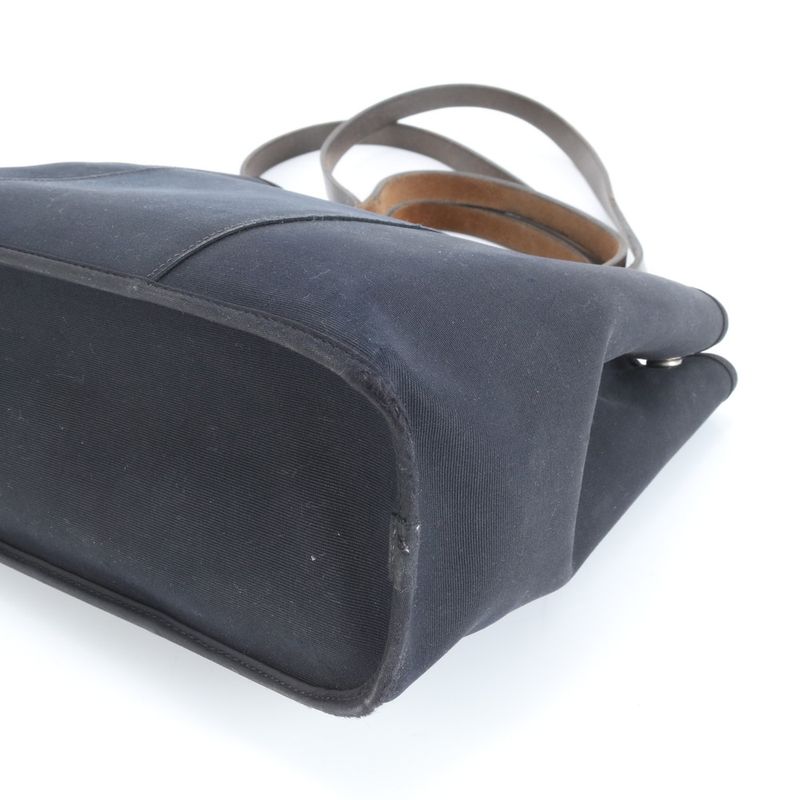 Hermes □R Engraved Cabas Uk PM Leather 2WAY Tote Bag Shoulder Hand Black