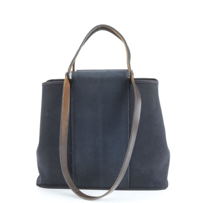 Hermes □R Engraved Cabas Uk PM Leather 2WAY Tote Bag Shoulder Hand Black