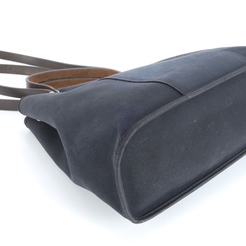 Hermes □R Engraved Cabas Uk PM Leather 2WAY Tote Bag Shoulder Hand Black