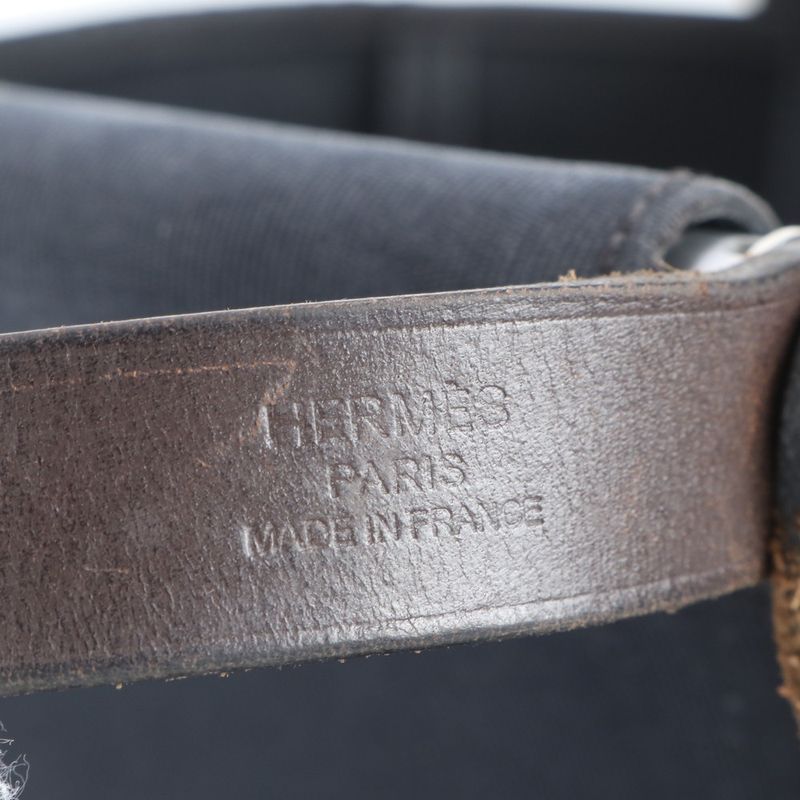 Hermes □R Engraved Cabas Uk PM Leather 2WAY Tote Bag Shoulder Hand Black