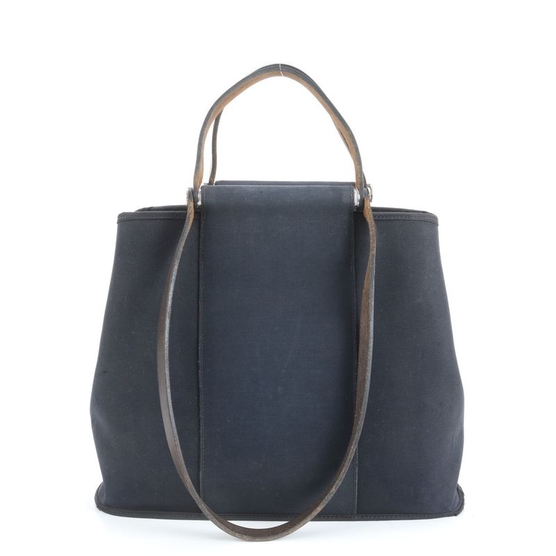 Hermes □R Engraved Cabas Uk PM Leather 2WAY Tote Bag Shoulder Hand Black