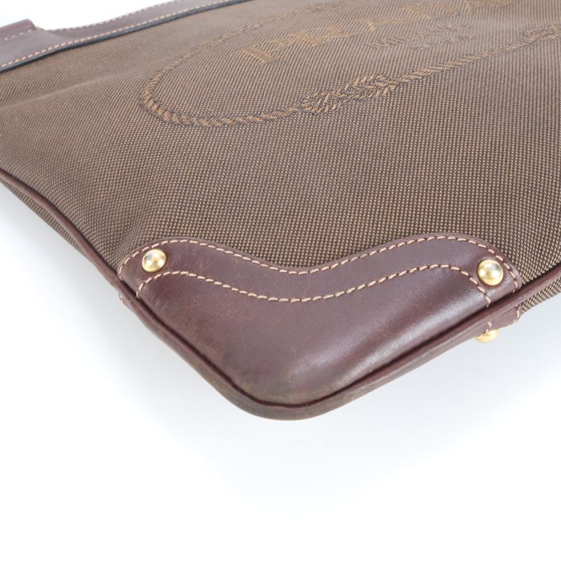 Prada Logo Jacquard Leather Shoulder Bag Crossbody Messenger Business Commute