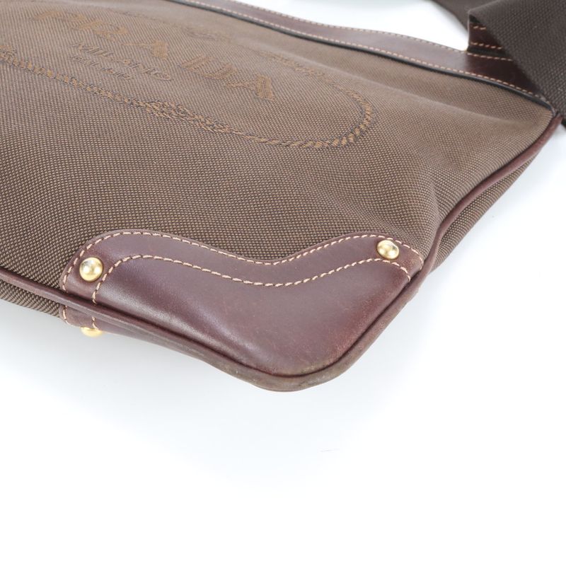 Prada Logo Jacquard Leather Shoulder Bag Crossbody Messenger Business Commute