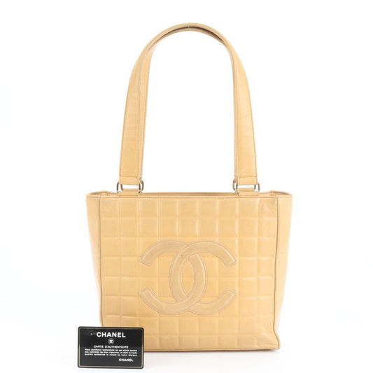 Chanel Authenticity Card With Serial Seal Choco Bar Lambskin Leather Tote Bag