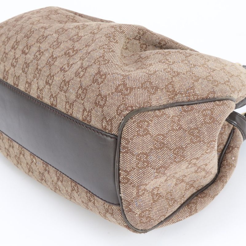 Gucci Sookie GG Canvas 211944 Leather Tote Bag Shoulder Hand Brown Women ERE