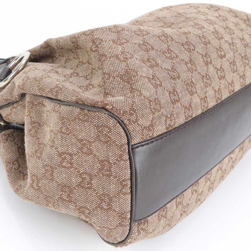 Gucci Sookie GG Canvas 211944 Leather Tote Bag Shoulder Hand Brown Women ERE