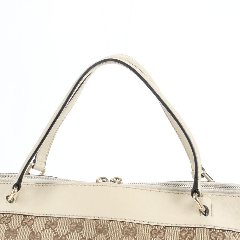 Gucci GG Canvas Mayfair Ribbon Leather 2WAY Tote Bag Crossbody Shoulder