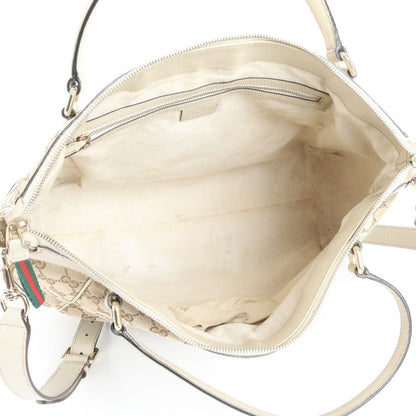 Gucci GG Canvas Mayfair Ribbon Leather 2WAY Tote Bag Crossbody Shoulder